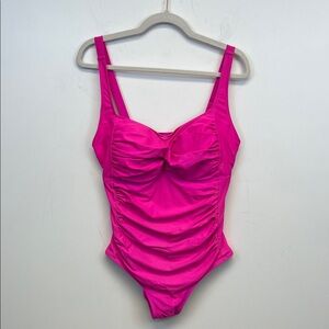 Younique Bright Pink One Piece Swimsuit with Rouching Size 14W